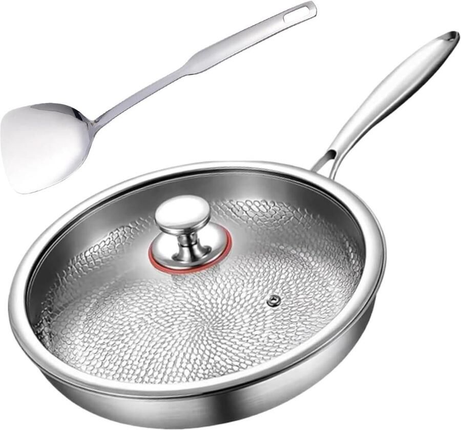 Diepe Antiaanbakpan Wokpan Braadpan Gezond Koken Schubbenstructuur Antiaanbaklaag 26-30 cm Meerkleurig