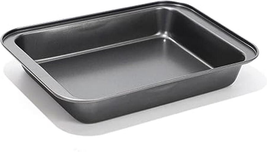 Diepe Bakplaat Ovenvorm Rechthoekig Bakken en Grillen Antiaanbaklaag Koolstofstaal 30 x 20 x 5 cm Zwart