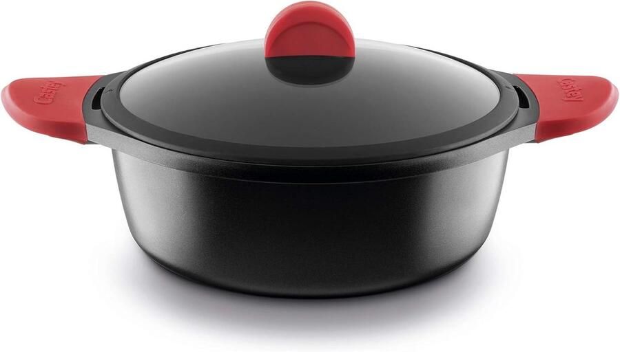 Diepe braadpan 20 cm voor inductie met veilige siliconen handgrepen