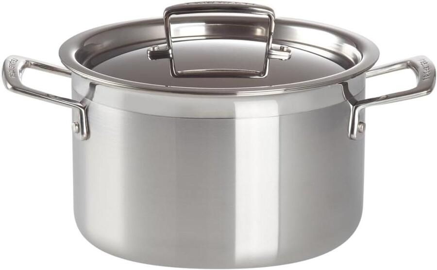Diepe Braadpan Eenpansgerecht Pan Dagelijks Koken 3-Laags Constructie 20 cm Zilverkleurig