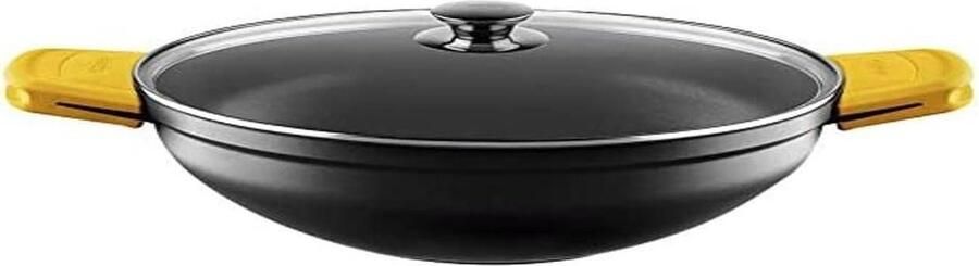Diepe Braadpan Gegoten Aluminium Pan Langzaam Garen Gelijkmatige Warmteverdeling 32 cm Zwart