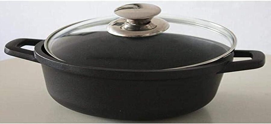 Diepe braadpan Gegoten pan Gelijkmatig koken PFOA-vrije antiaanbaklaag 20 cm Zwart geel