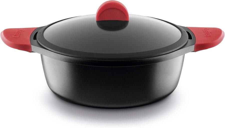 Diepe braadpan Koekenpan Gezond koken Zachte siliconen handgrepen 20 cm Zwart