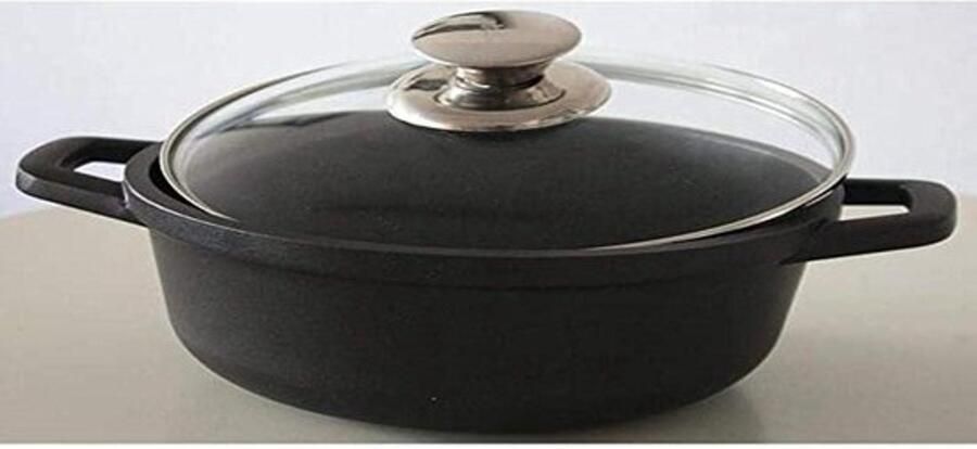 Diepe braadpan van 20 cm met deksel van gehard glas Gegoten aluminium pan