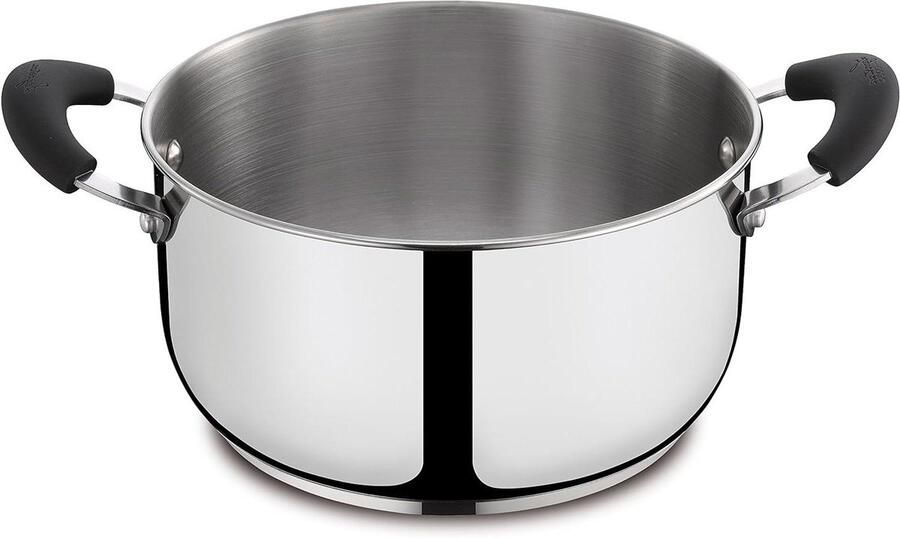Diepe Casserol Kookpan Steelpan Koken en Stoven 3-laagse Bodem 22 cm Zilver