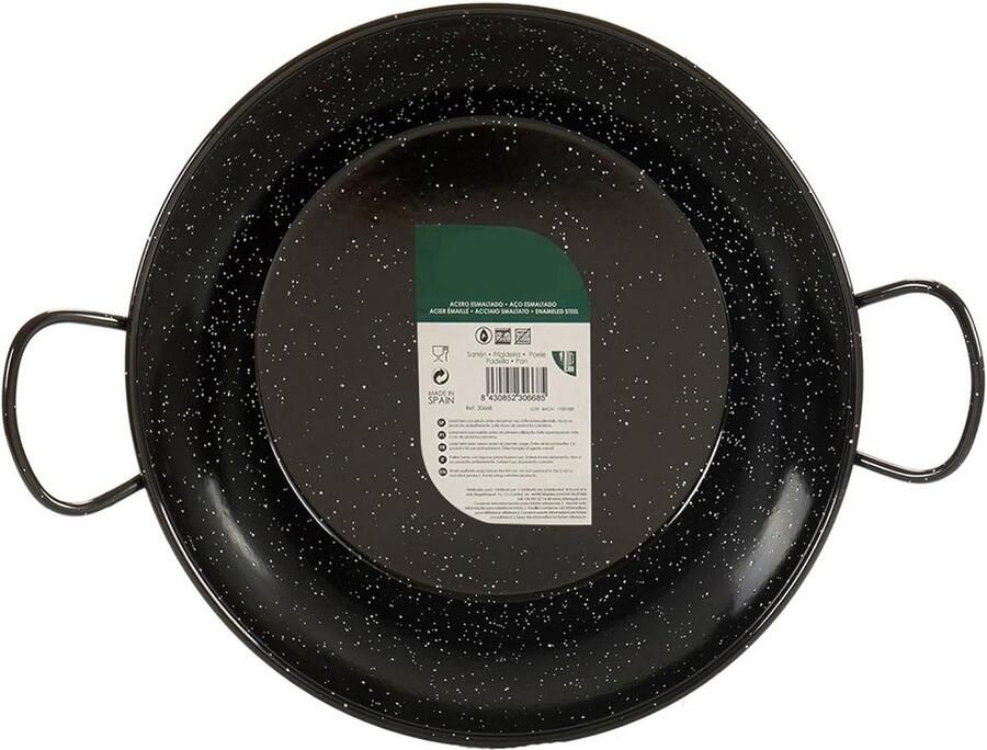 Diepe glazuur pan 28 cm met dikke bodem en handvatten emaillestaal