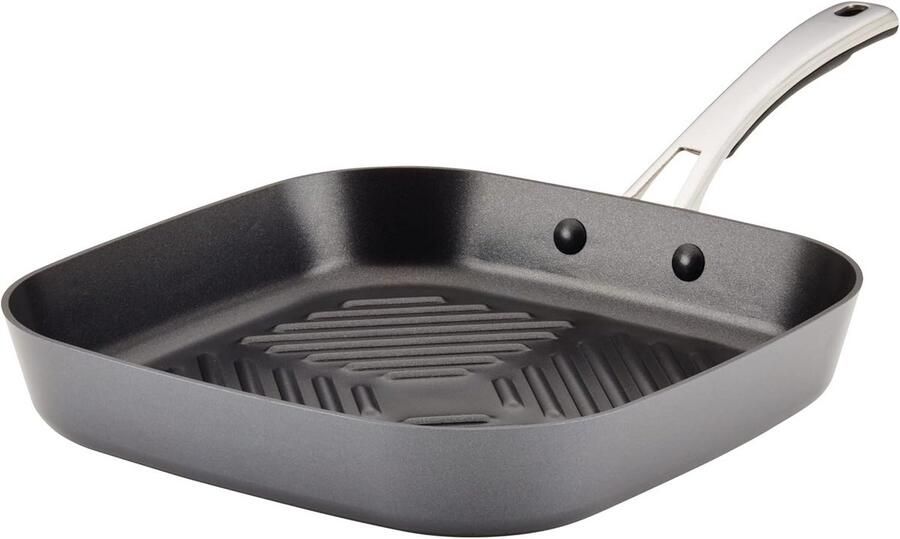 Diepe Grillpan 11 inch Hard Geanodiseerd Aluminium Met Antiaanbaklaag