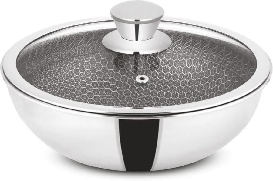 Diepe Kadai Roestvrij staal Lekker koken Triply constructie 2 liter Zilver