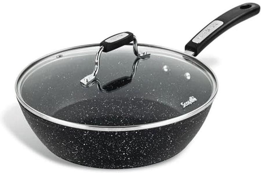 Diepe koekenpan 26 cm met deksel – Antiaanbaklaag geschikt voor alle kookplaten waaronder inductie