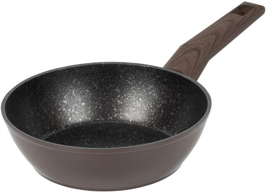 Diepe Koekenpan Aluminium Dagelijks Koken Vierlaagse Antiaanbaklaag 20 cm Zwart