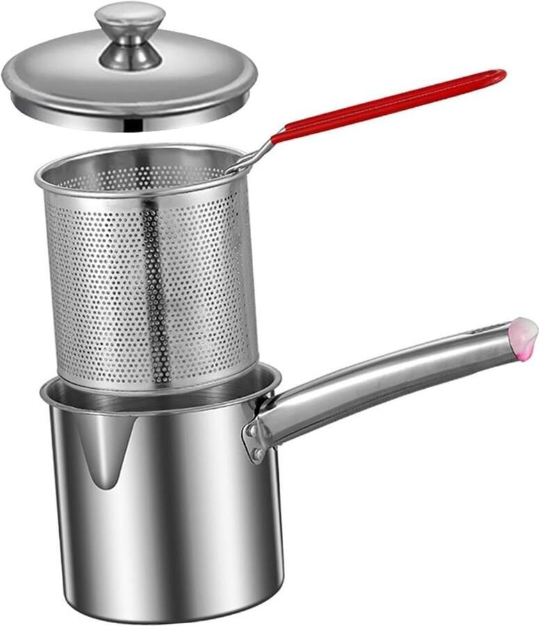Diepe Koekenpan Friteuse Kookpot Thuis Koken Met Deksel Klein rood