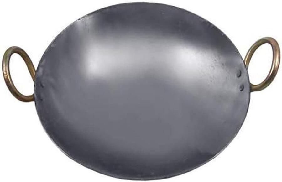 Diepe Koekenpan Frituurpan Kadhai Veelzijdig Koken Traditioneel Gietijzer 255 cm Diameter Grijs