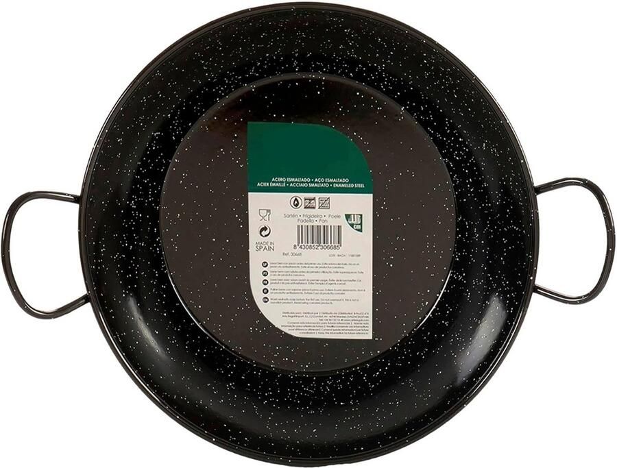 Diepe Koekenpan Geëmailleerde Pan Frituren Aanbraden Gelijkmatige Warmte 32 cm Diameter Zwart