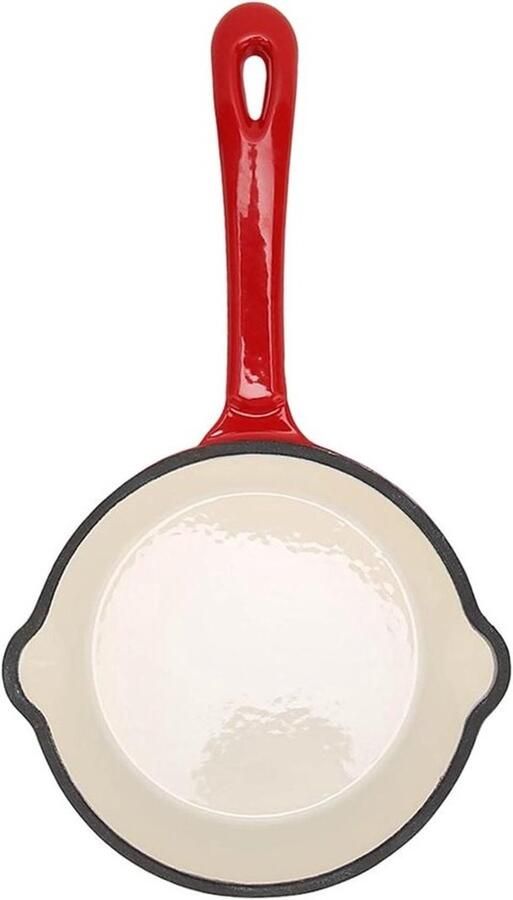 Diepe koekenpan Gietijzeren pan Voor veelzijdig koken Emaille met dubbele anti-aanbaklagen 16 cm diameter Zwart