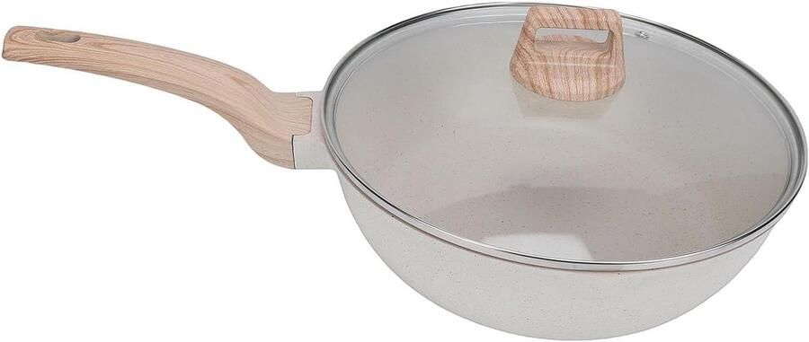 Diepe Koekenpan Grote Bakpan Gezond Koken Dubbele Uitloop 28 cm Zwart