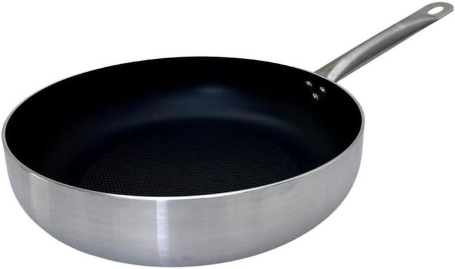 Diepe koekenpan met antiaanbaklaag Grote maaltijden koken Duurzame dubbellaagse antiaanbaklaag 32 cm diameter Zwart