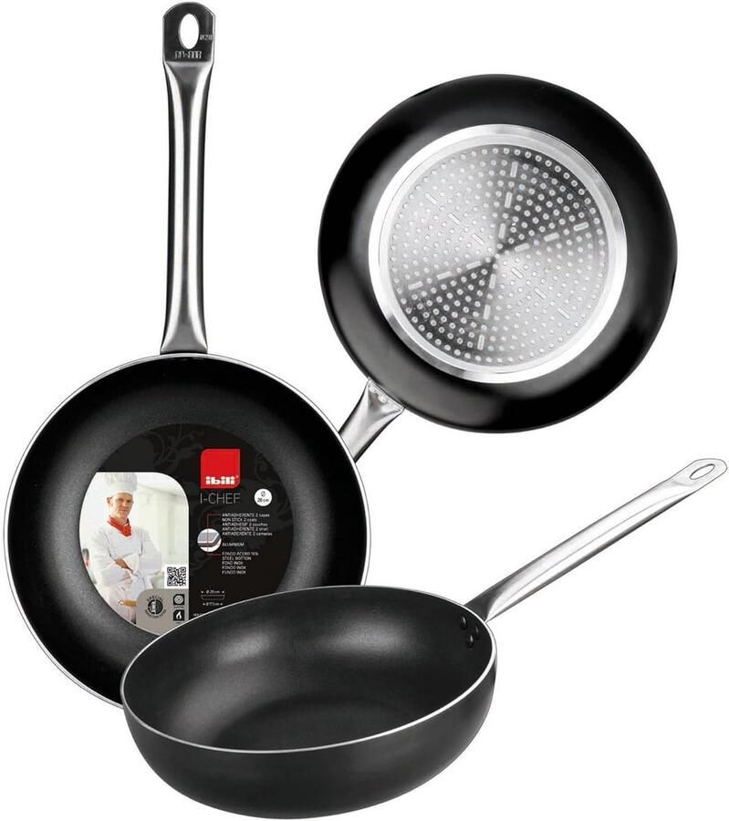 Diepe Koekenpan met Antiaanbaklaag Lekker Koken Inductie Geschikt 24 cm Diameter Zwart