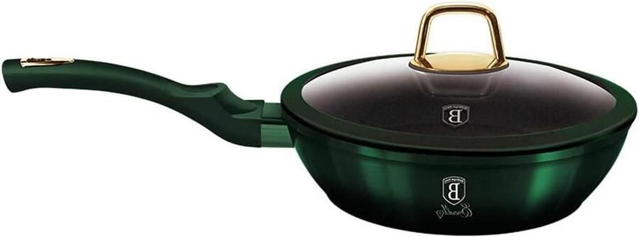 Diepe Koekenpan Met Deksel Koken en Bakken Titan Non-stick Coating 24 cm 2.3L Zwartgroen