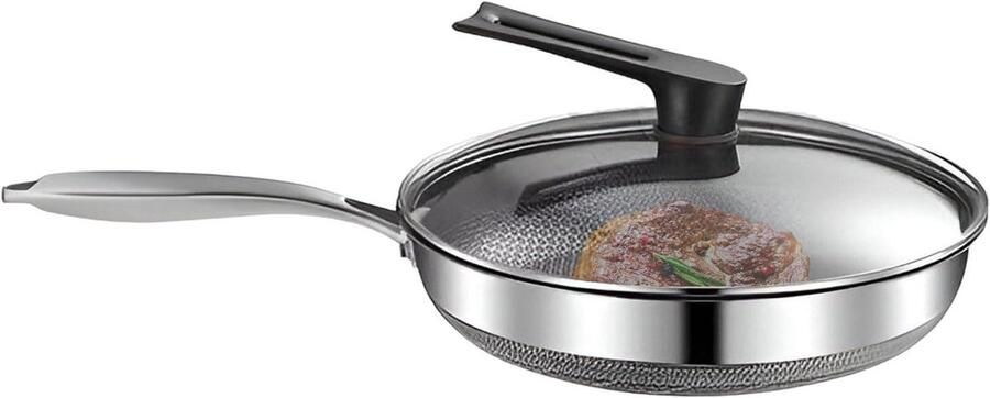 Diepe Koekenpan met deksel Veelzijdig Koken Honingraat Anti-aanbak 28 30 32 cm Zilver