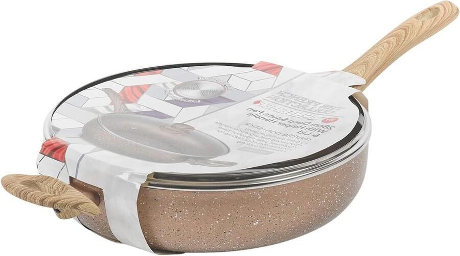 Diepe Koekenpan met deksel Veelzijdig Koken Keramische Coating 28 cm Rosé Goud
