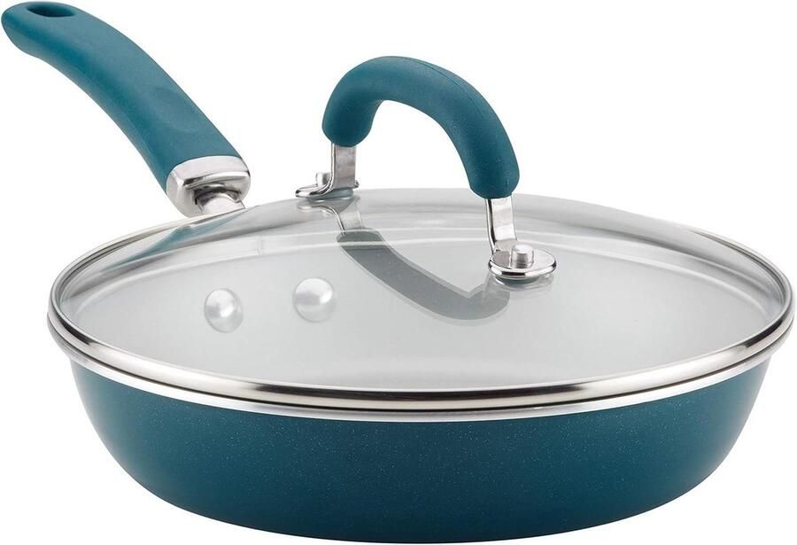Diepe Koekenpan met deksel Veelzijdig Koken Verbeterde Antiaanbaklaag 24 cm Blauw