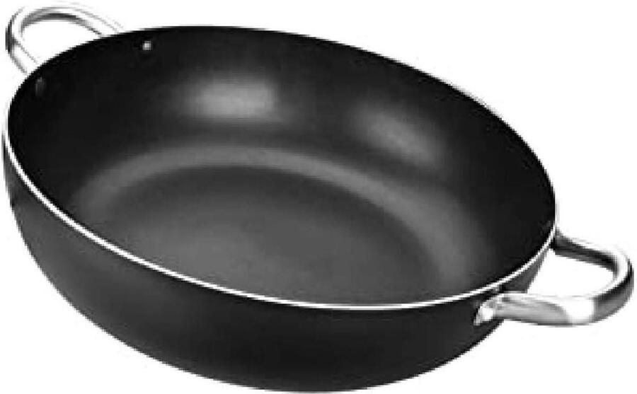 Diepe koekenpan met handgrepen Koken en bakken Antiaanbaklaag 36 cm Zwart