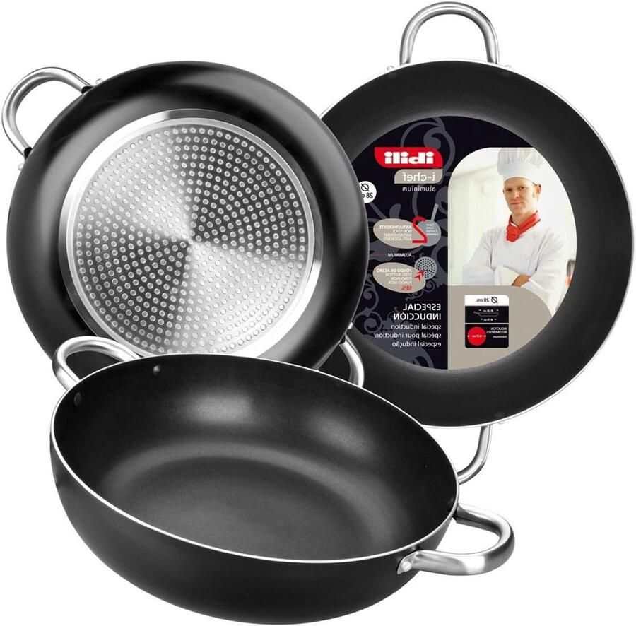 Diepe koekenpan met handgrepen Lekker koken Antiaanbaklaag 28 cm Zwart