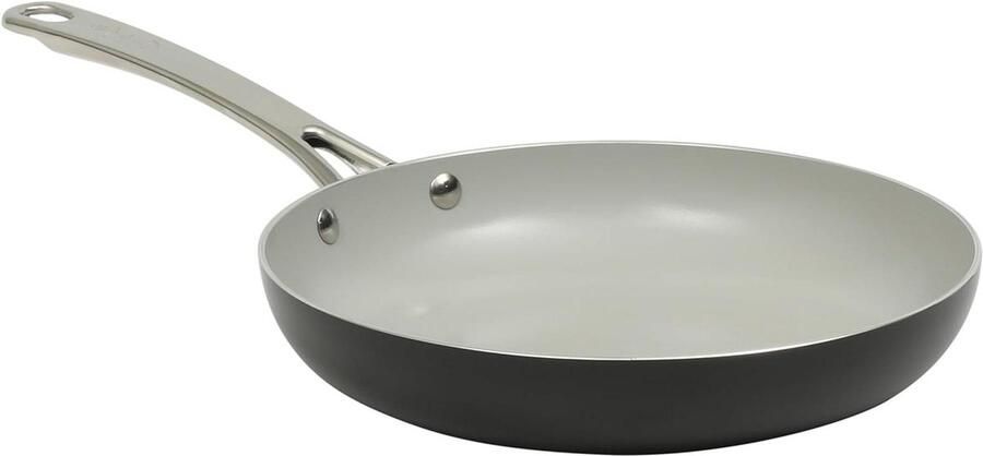 Diepe Koekenpan Omeletpan Chefspannen Koken en Bakken PFA Gratis Keramisch 25 cm Zwart