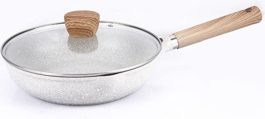 Diepe Koekenpan Antiaanbak Pan Thuis Koken Zichtbaar Deksel 28 cm Zwart