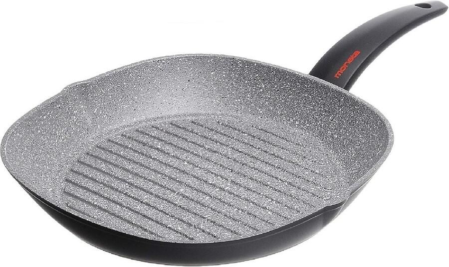 Diepe Koekenpan Vierkant 28x28 cm met Steengoed Coating Geschikt voor Alle Warmtebronnen Inclusief Inductie