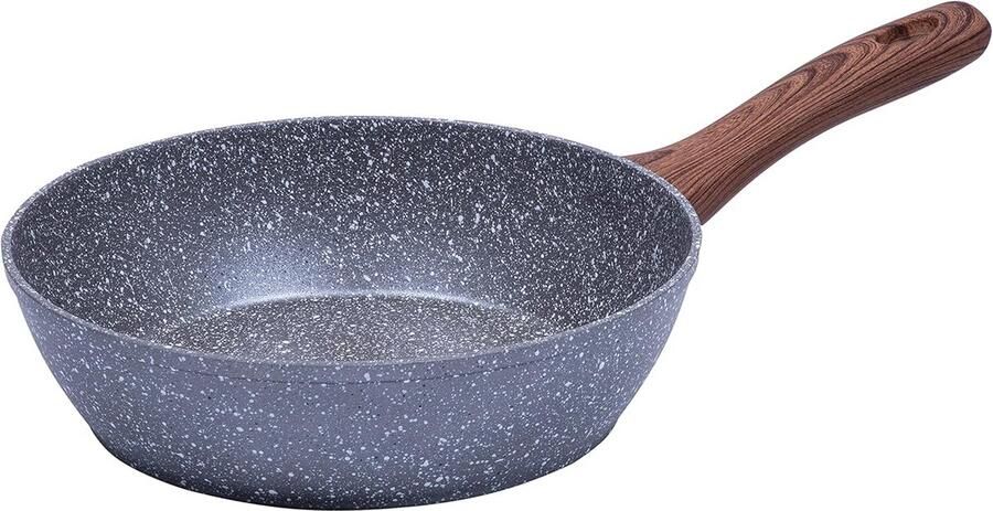 Diepe koekenpan Wokpan gesmeed Lekker koken Marmeren antiaanbaklaag 24 cm Zwart