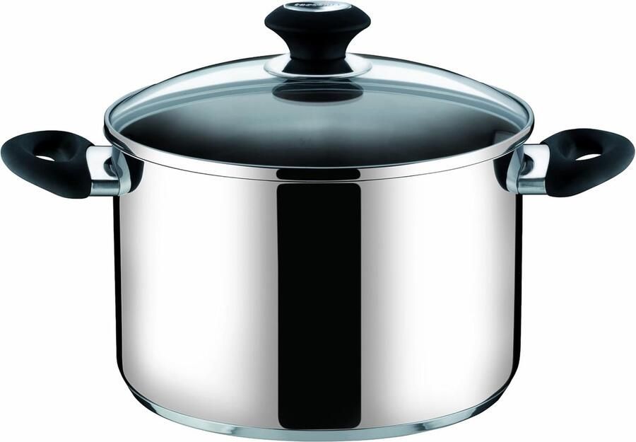 Diepe kookpan Steelpan met deksel Maaltijden bereiden Vaatwasserbestendig 22 cm Zilver