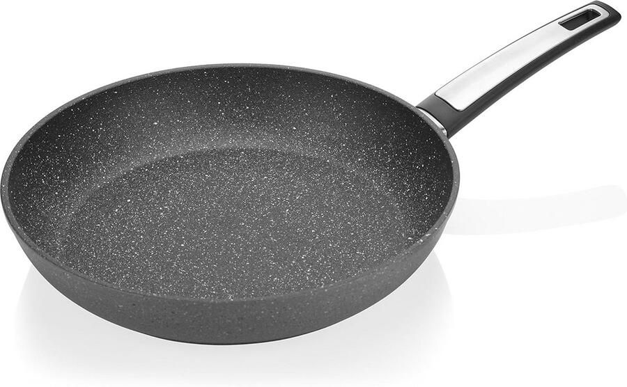 Diepe Pan Braadpan Langzaam Garen Steenlook Coating 32 cm Grijs