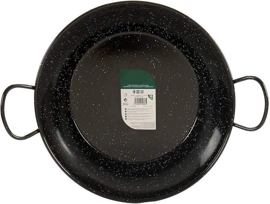 Diepe Pan Emaille Pan Grote Maaltijden Bereiden Gelijkmatige Warmteverdeling 45 cm Diameter Zwart