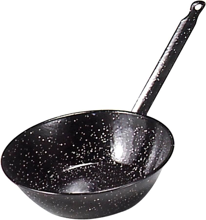 Diepe Pan Koekenpan Emaille Allround Koken Geschikt voor Inductie 24 cm Doorsnede Zwart