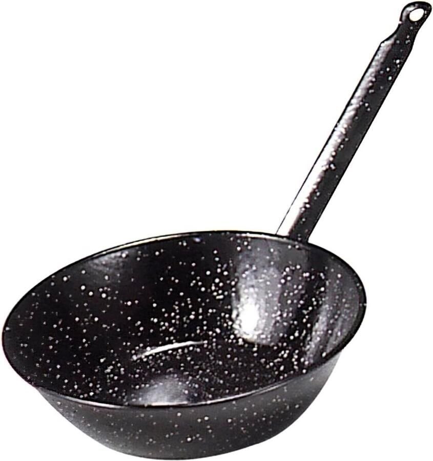 Diepe Pan Koekenpan met steel Lekker Koken Gemaakt van emaille 30 cm Zwart