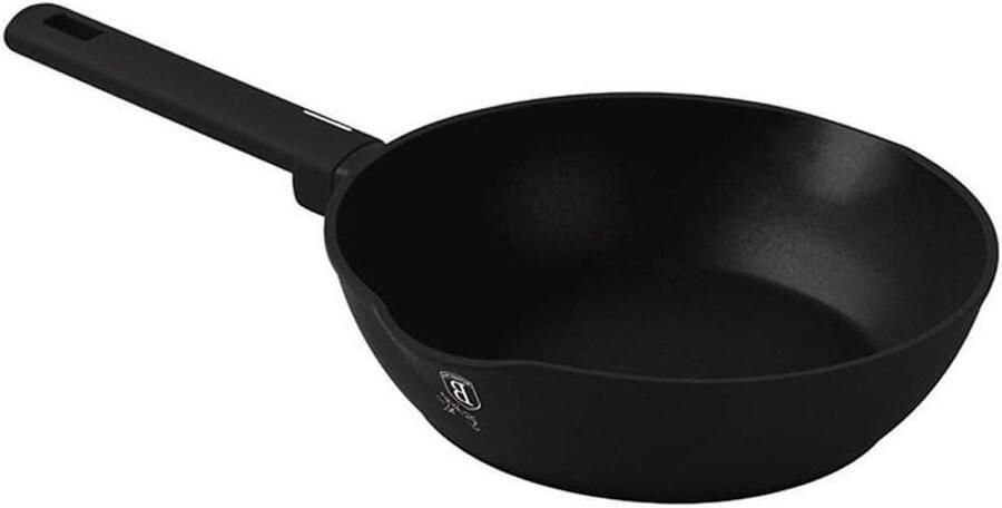 Diepe Pan Koekenpan Wok Lekker Koken Titanium Nonstick Coating 24 cm Mat Zwart