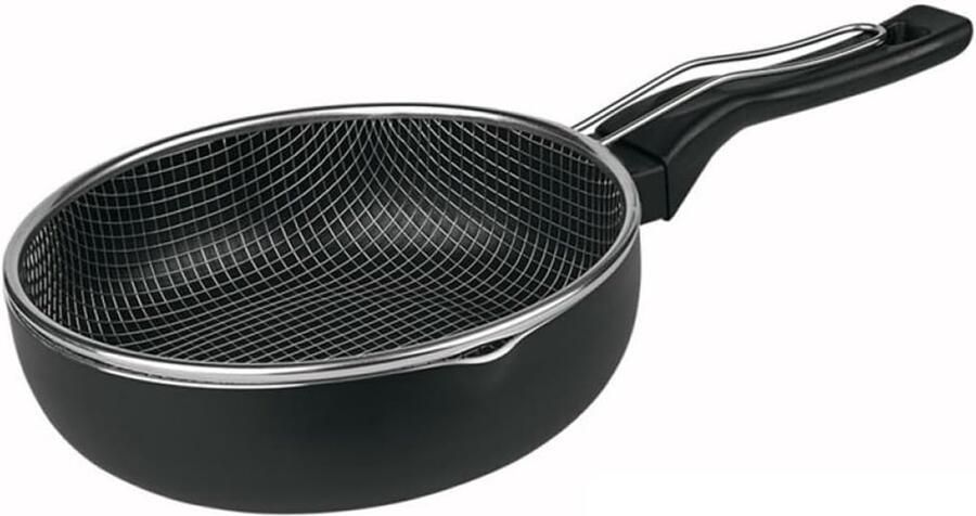 Diepe Pan met Mand voor Inductie 26 cm Zwart Wok Pan