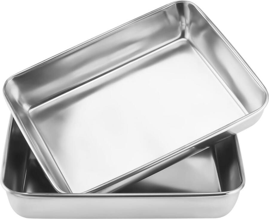 Diepe Rechthoekige Bakplaat 30 x 25 cm Roestvrij Staal Perfect voor Baken en Braden