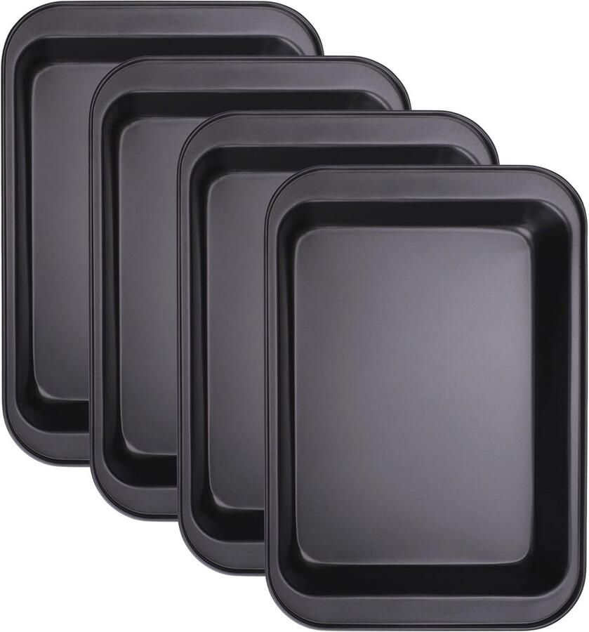 Diepe Rechthoekige Bakplaten Set van 4 Anti-aanbak Bakvormen van Koolstofstaal 31 5 x 22 x 5 cm