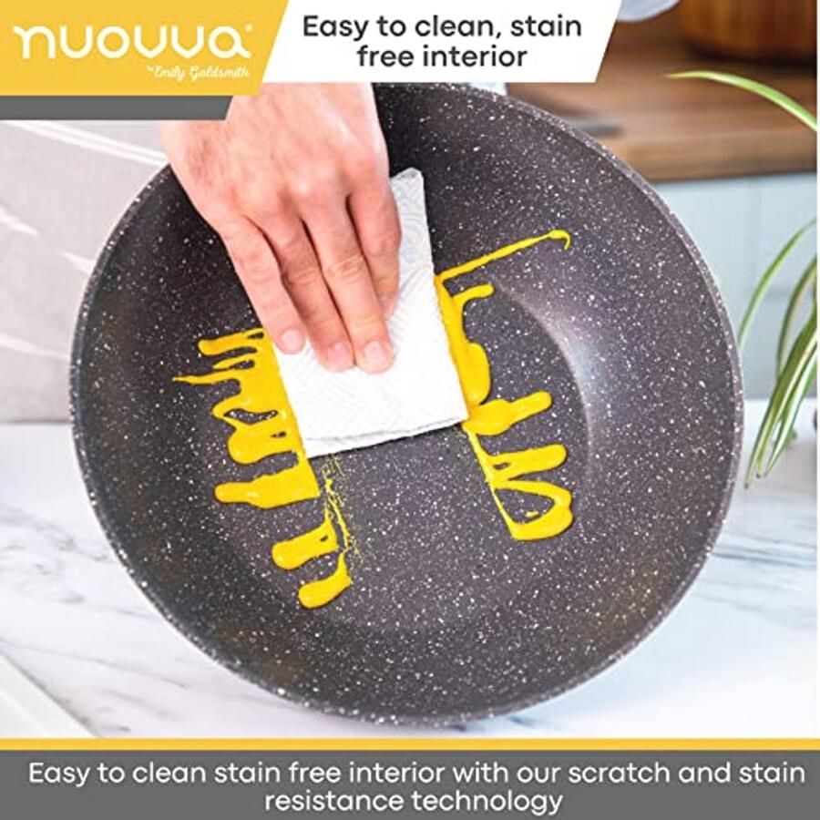 Diepe Roerbakpan met Deksel 28cm Antiaanbak Wok Pan voor Inductiekookplaat