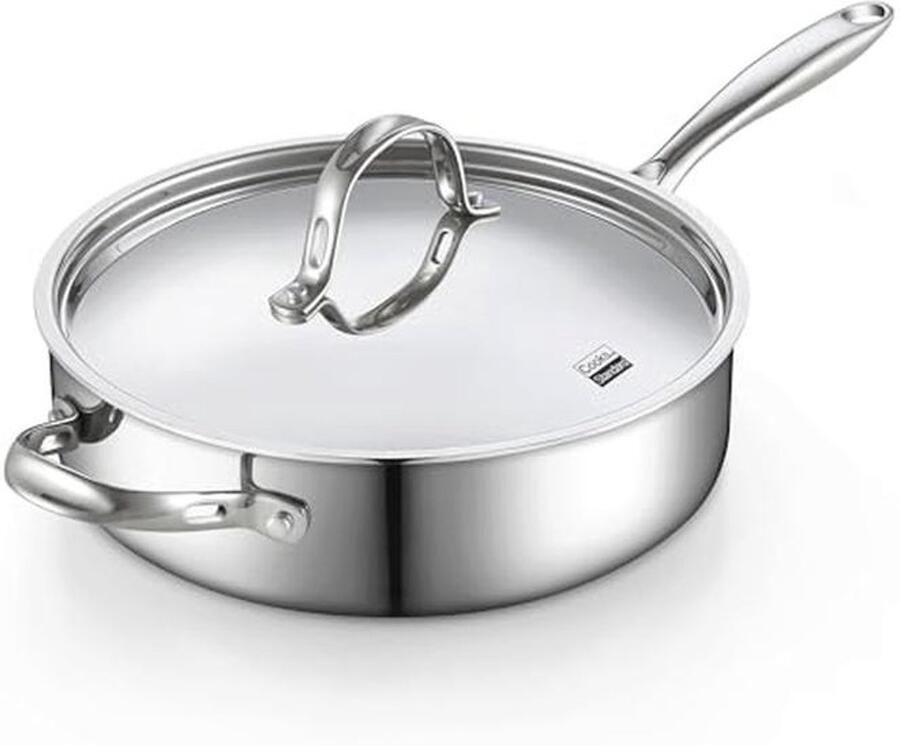 Diepe Roestvrijstalen Koekenpan 10.5 Inch 4 Quart Inductie Kookgerei