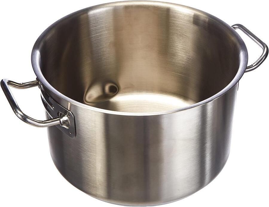 Diepe Saucepot Kookpan met handgrepen Langzaam koken Gemaakt in Italië 708 liter Zilverkleurig