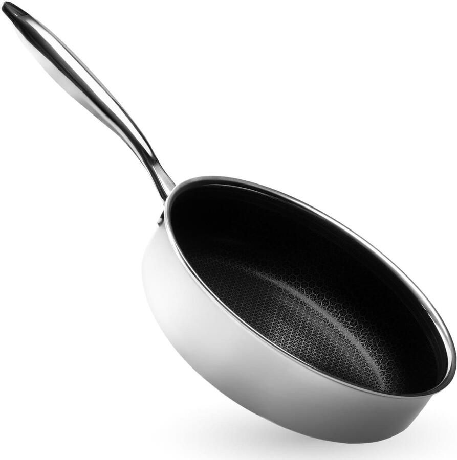 Diepe Sauspan Braadpan Koekenpan Langzaam Koken Hybride Antiaanbaklaag 26 cm Zwart