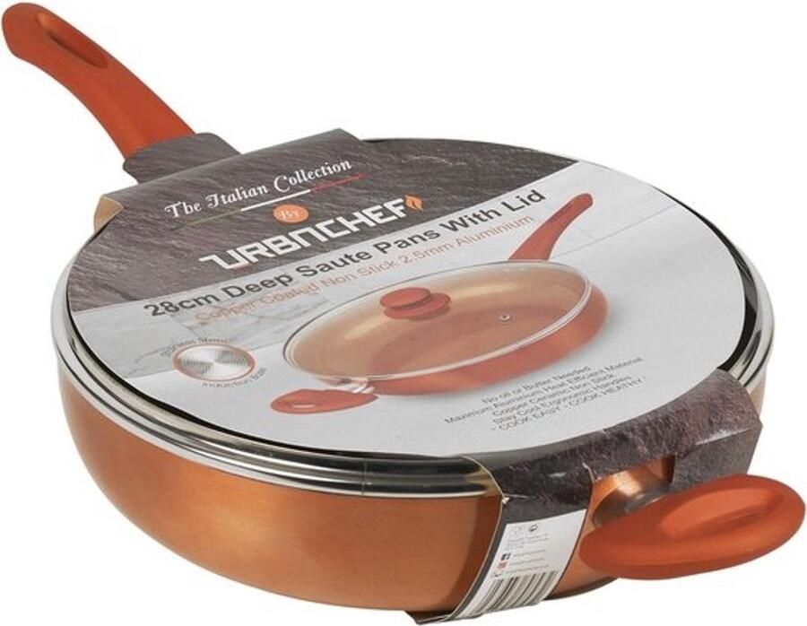 Diepe sauteerpan 28cm met deksel Keramische antiaanbaklaag Geschikt voor inductie