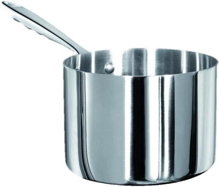 Diepe steelpan Kookpan met steel Koken en bereiden Aluminium inox constructie 16 cm diameter Zilverkleurig
