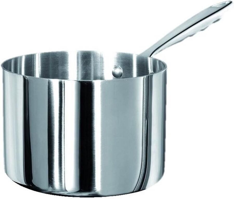 Diepe steelpan Kookpan met steel Koken voor velen Aluminium inox 16 cm diameter Zilverkleurig