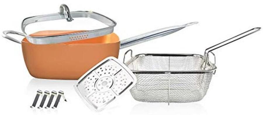 Diepe vierkante pan met antiaanbaklaag 9 5 inch inductievriendelijk kookgerei