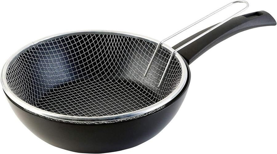 Diepfriteuse met Mand voor Alle Kookplaten 20 cm Geperst Aluminium Anti-aanbaklaag Ovenbestendig Vaatwasmachinebestendig