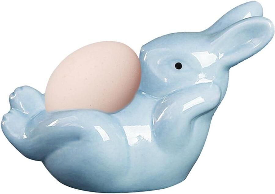 Dierlijke eierdopjes Keramische eierhouder Ontbijt serveren Schattige konijnenvorm 125x8cm Blauw